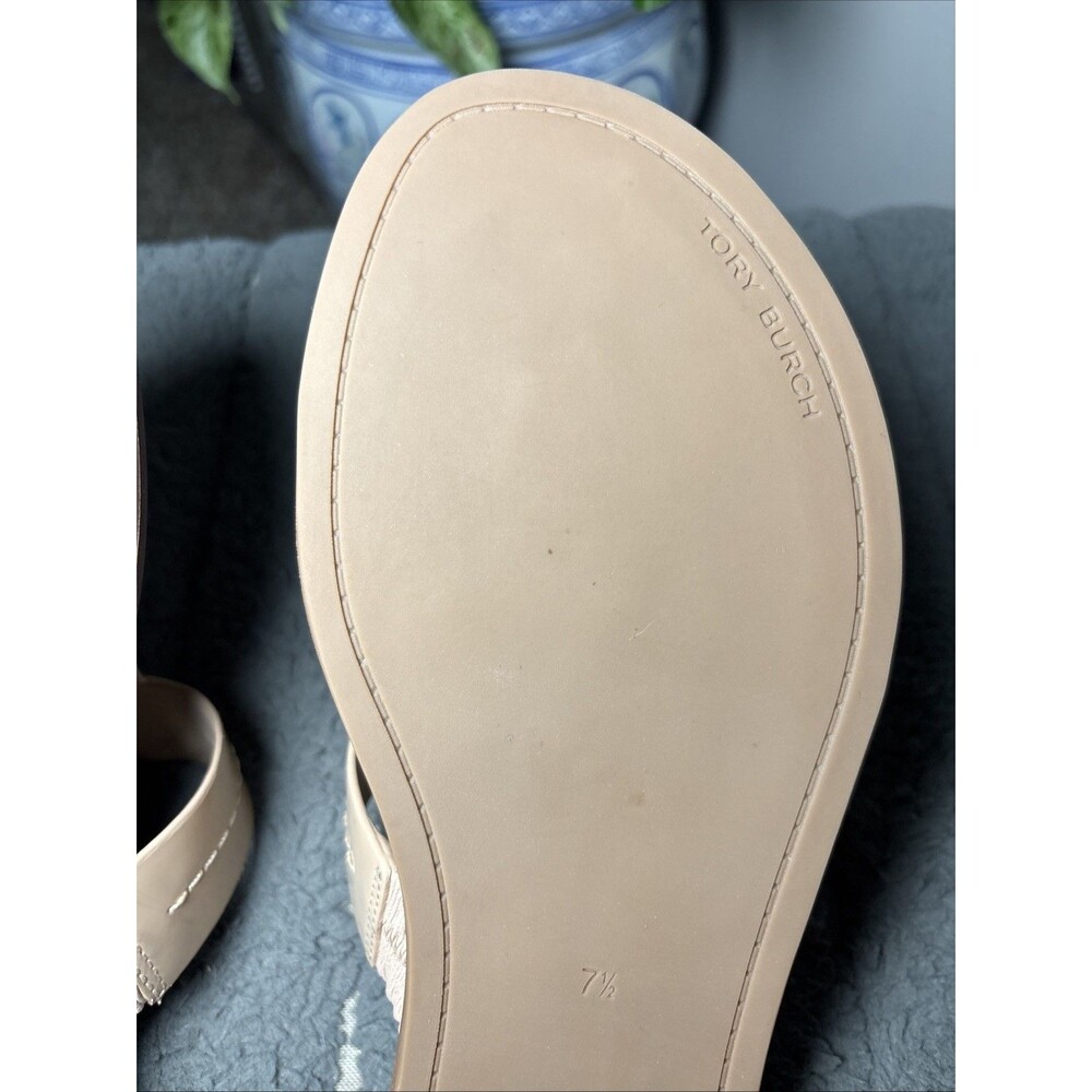 Tory Burch MINI EVERLY FLAT THONG SANDAL IVORY WOMENS SIZE 7.5M - Picture 10 of 11